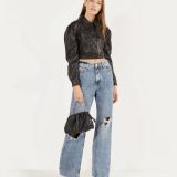Cropped Faux Leather Jacket